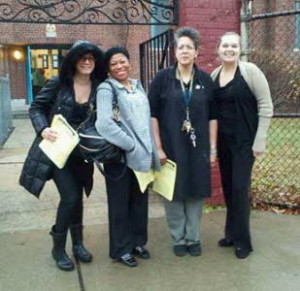 Teachers at Alexander Street School--about to become a charter--wear black as part of "Fight Back Friday" protest.